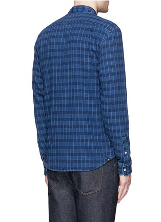 Back View - Click To Enlarge - DENHAM - 'Riz' check contrast stitch cotton shirt