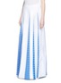 Front View - Click To Enlarge - KENZO - 'Houndstooth Strip' asymmetric pleat godet skirt