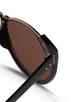 Detail View - Click To Enlarge - LINDA FARROW - 'Upside Down Browline' titanium rim acetate mirror sunglasses