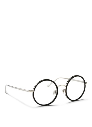 Figure View - Click To Enlarge - LINDA FARROW - Aluminium rim titanium round optical glasses