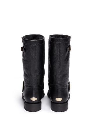 Back View - Click To Enlarge - JIMMY CHOO - 'Biker' rabbit fur leather boots