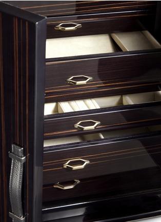 Detail View - Click To Enlarge - AGRESTI - Armoured Ebony wood jewellery safe