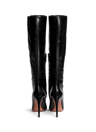 Back View - Click To Enlarge - ALAÏA - Spazzolato leather knee high boots