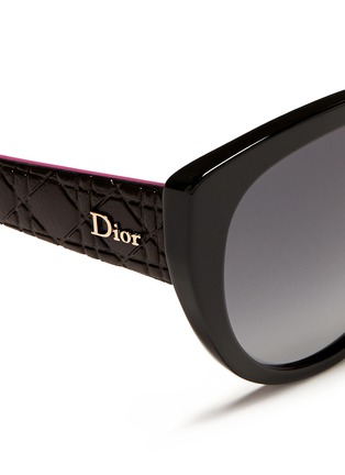Detail View - Click To Enlarge - DIOR - 'Lady 1R' rubber and leather temple cat eye sunglasses