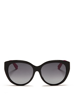 Main View - Click To Enlarge - DIOR - 'Lady 1R' rubber and leather temple cat eye sunglasses