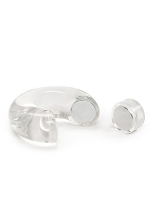 Detail View - Click To Enlarge - STELLA MCCARTNEY - Chunky link Plexiglas magnetic hoop earrings