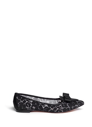 Main View - Click To Enlarge - TORY BURCH - 'Glenna' satin bow lace flats