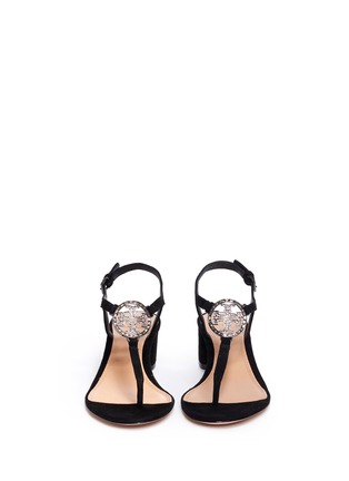 Figure View - Click To Enlarge - TORY BURCH - 'Violet' crystal T-strap suede sandals