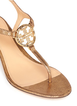 Detail View - Click To Enlarge - TORY BURCH - 'Violet' crystal T-strap metallic sandals