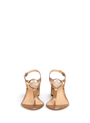 Figure View - Click To Enlarge - TORY BURCH - 'Violet' crystal T-strap metallic sandals