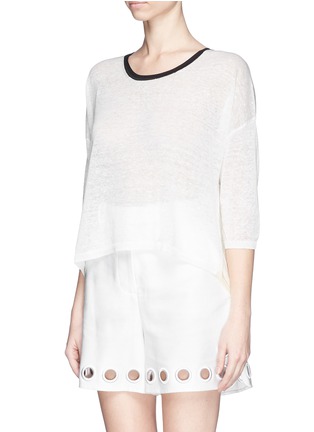 Front View - Click To Enlarge - IRO - 'Younes' contrast linen-blend sweater