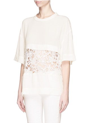 Front View - Click To Enlarge - IRO - 'Daifik' floral guipure lace T-shirt