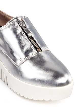 Detail View - Click To Enlarge - OPENING CEREMONY - Metallic leather zip platform Oxfords
