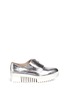 Main View - Click To Enlarge - OPENING CEREMONY - Metallic leather zip platform Oxfords