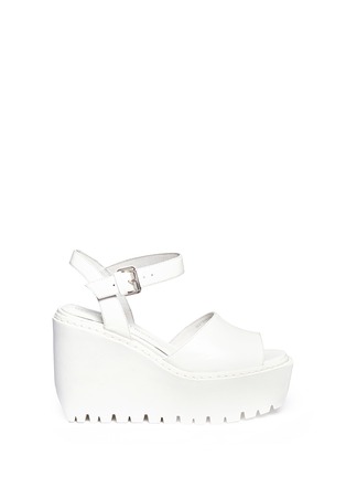 Main View - Click To Enlarge - OPENING CEREMONY - 'Grunge' gloss leather platform wedge sandals