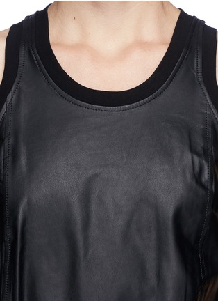 Detail View - Click To Enlarge - HELMUT LANG - 'Tilt' leather panel jersey tank top