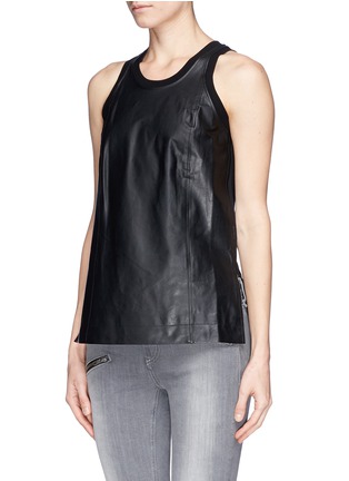 Front View - Click To Enlarge - HELMUT LANG - 'Tilt' leather panel jersey tank top