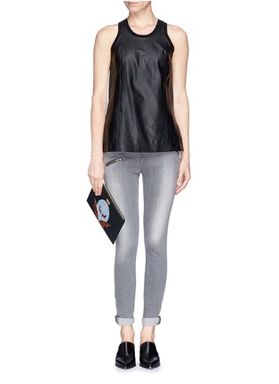 Figure View - Click To Enlarge - HELMUT LANG - 'Tilt' leather panel jersey tank top