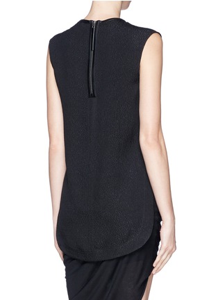 Back View - Click To Enlarge - HELMUT LANG - Lamb leather trim texture silk top