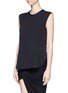 Front View - Click To Enlarge - HELMUT LANG - Lamb leather trim texture silk top