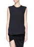 Main View - Click To Enlarge - HELMUT LANG - Lamb leather trim texture silk top