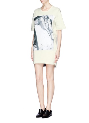 Figure View - Click To Enlarge - HELMUT LANG - 'Hydra' marble print panel sweatshirt dress