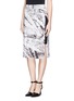 Front View - Click To Enlarge - HELMUT LANG - 'Terrene' marble print double layer jersey skirt