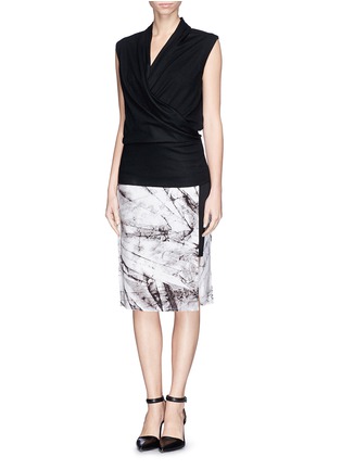 Figure View - Click To Enlarge - HELMUT LANG - 'Terrene' marble print double layer jersey skirt