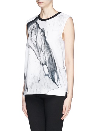 Front View - Click To Enlarge - HELMUT LANG - 'Hydra' marble print crepe tank top