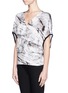 Front View - Click To Enlarge - HELMUT LANG - 'Terrene' marble print drape back top