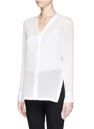 Front View - Click To Enlarge - HELMUT LANG - Sheer crepe cloqué shirt 
