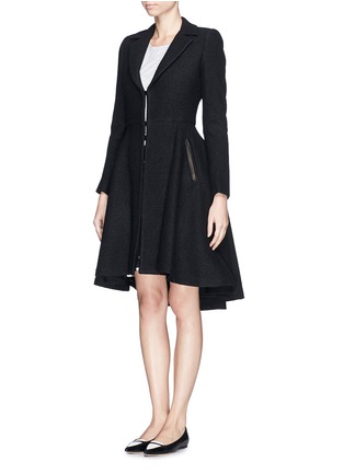 Front View - Click To Enlarge - ALICE & OLIVIA - 'Mary' lamb leather trim wool coat