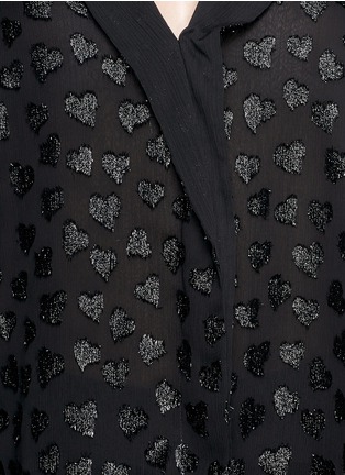 Detail View - Click To Enlarge - ALICE & OLIVIA - 'Bruden' metallic heart drape sleeveless blouse