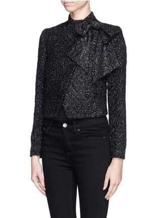 Front View - Click To Enlarge - ALICE & OLIVIA - 'Hope' metallic bow cropped jacket