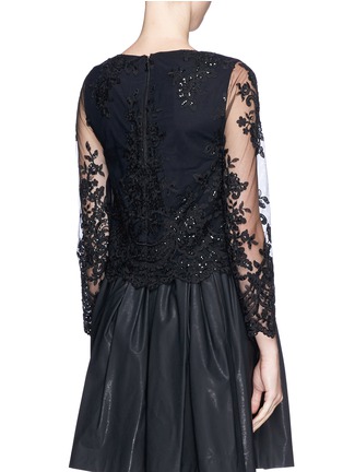Back View - Click To Enlarge - ALICE & OLIVIA - 'Ava' sequin floral lace cropped top