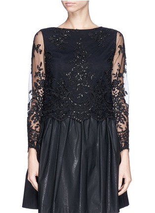 Main View - Click To Enlarge - ALICE & OLIVIA - 'Ava' sequin floral lace cropped top