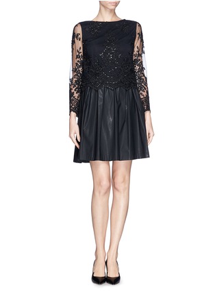 Figure View - Click To Enlarge - ALICE & OLIVIA - 'Ava' sequin floral lace cropped top