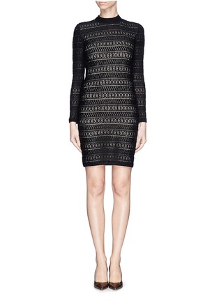 Main View - Click To Enlarge - ALICE & OLIVIA - 'Jerica' lace wool blend bodycon dress