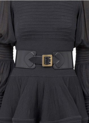 Figure View - Click To Enlarge - ALEXANDER MCQUEEN - Gold-tone buckle leather belt