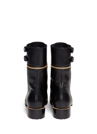 Back View - Click To Enlarge - SERGIO ROSSI - Detachable cuff leather combat boots