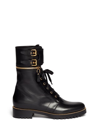 Main View - Click To Enlarge - SERGIO ROSSI - Detachable cuff leather combat boots