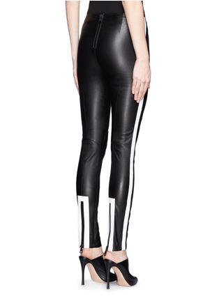 Back View - Click To Enlarge - ACNE STUDIOS - 'Best Lea Scuba' stripe leather skinny pants