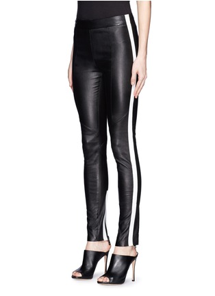 Front View - Click To Enlarge - ACNE STUDIOS - 'Best Lea Scuba' stripe leather skinny pants