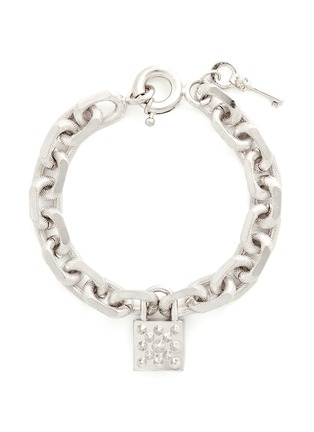 Main View - Click To Enlarge - ALEXANDER MCQUEEN - Studded lock pendant chain bracelet