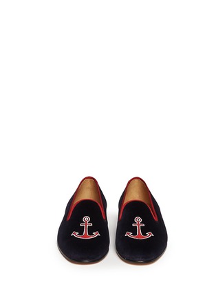 Figure View - Click To Enlarge - STUBBS & WOOTTON - Anchor velvet slip-ons