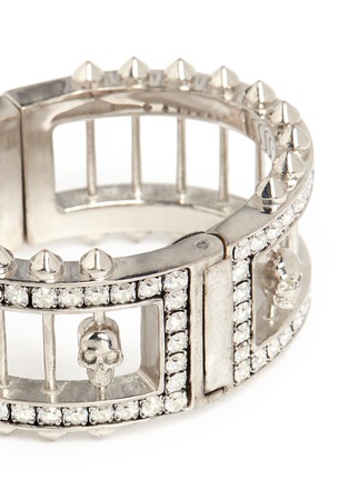 Detail View - Click To Enlarge - ALEXANDER MCQUEEN - Crystal bar skull bangle