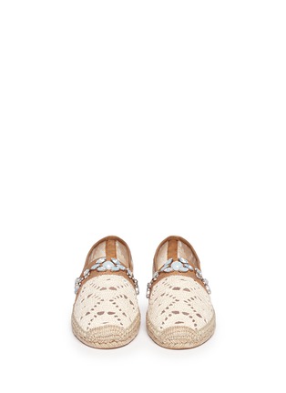 Figure View - Click To Enlarge - TORY BURCH - 'Ginerva' jewelled crochet espadrilles
