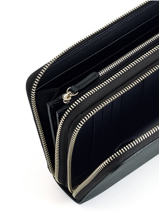 Detail View - Click To Enlarge - SMYTHSON - Panama cross grain leather double zip travel wallet
