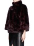 Front View - Click To Enlarge - YVES SALOMON - Stand collar rabbit fur coat
