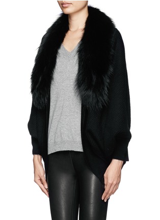 Front View - Click To Enlarge - YVES SALOMON - Raccoon fur collar cocoon cardigan